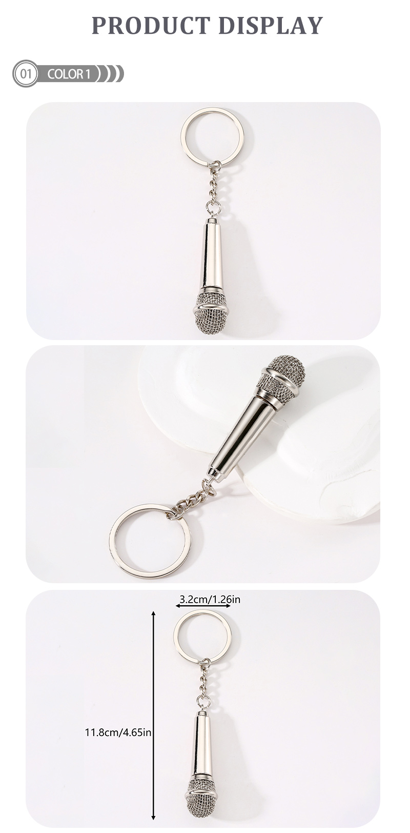 Modern Style Simple Style Guitar Microphone Notes Alloy Plating Bag Pendant Keychain display picture 1