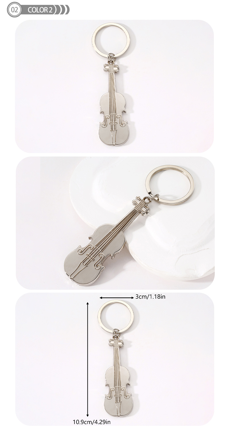 Modern Style Simple Style Guitar Microphone Notes Alloy Plating Bag Pendant Keychain display picture 2