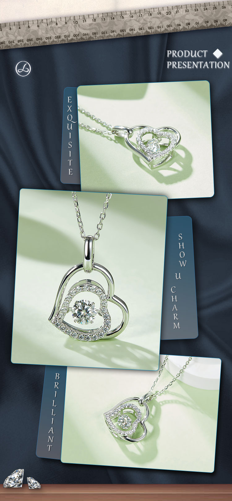 Sterling Silber Elegant Dame Moderner Stil GRA-Zertifikat Inlay Herzform Moissanit Halskette Mit Anhänger display picture 4