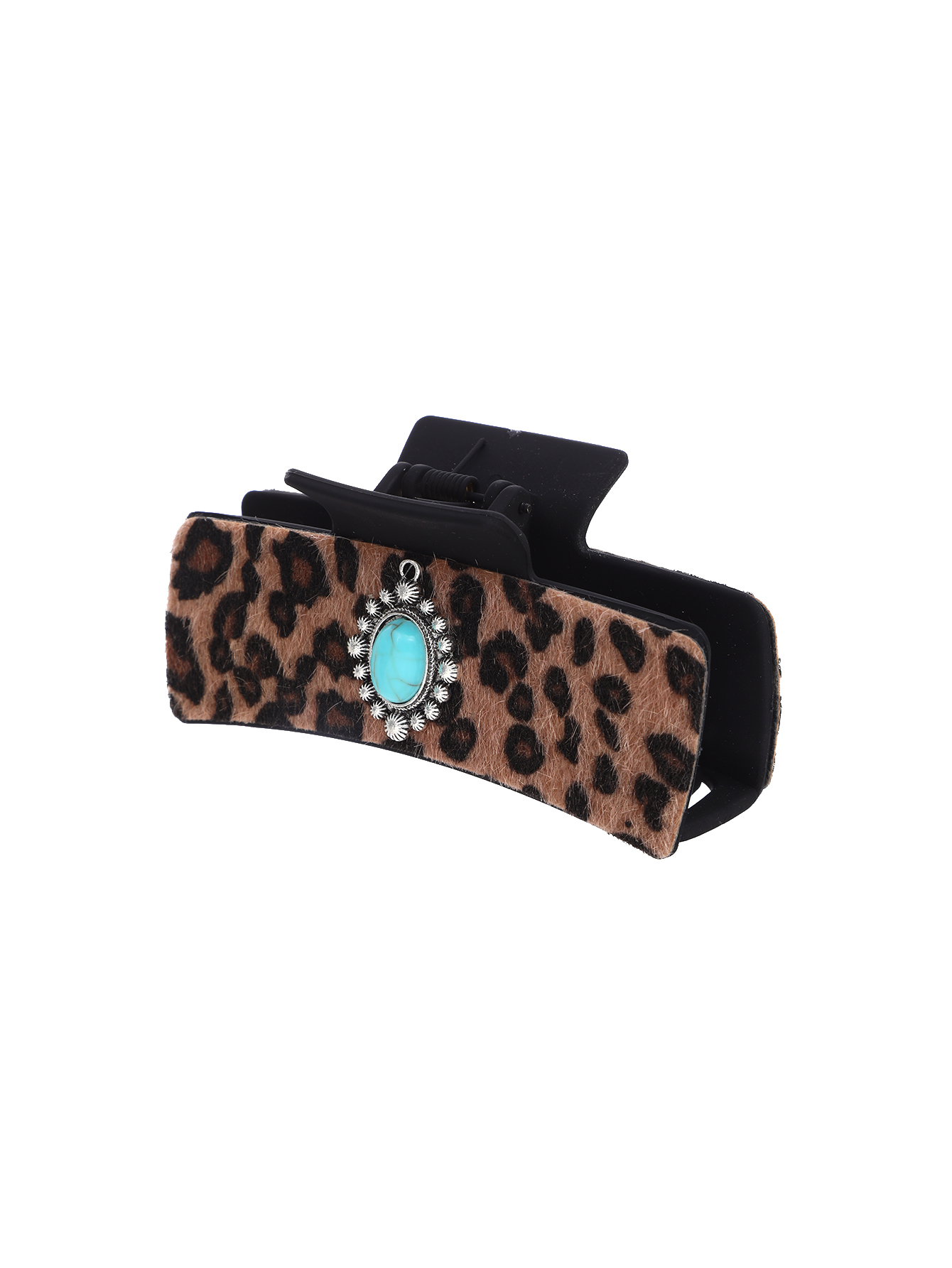 Women's Classic Style Commute Korean Style Leopard Pu Leather Inlay Turquoise Hair Claws display picture 4