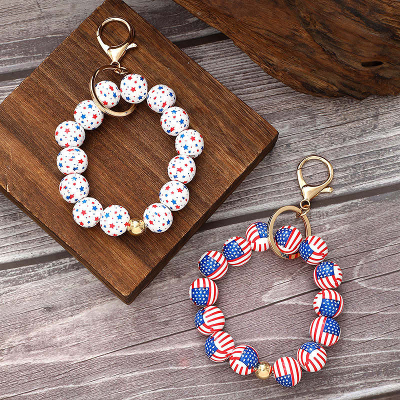 Exaggerated Novelty Modern Style Star American Flag Wooden Beads Beaded Independence Day Unisex Bracelets display picture 1
