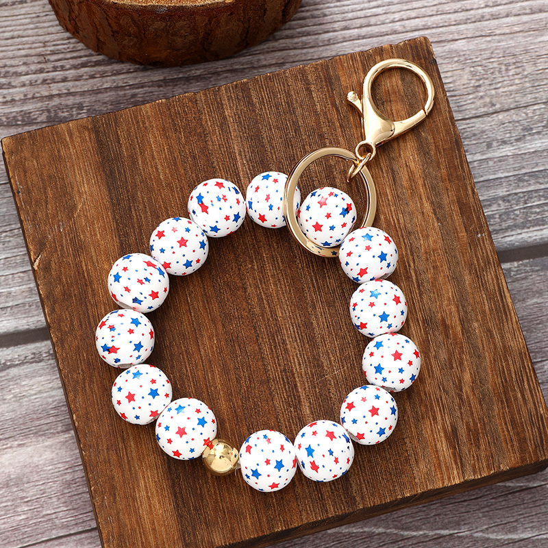 Exaggerated Novelty Modern Style Star American Flag Wooden Beads Beaded Independence Day Unisex Bracelets display picture 2