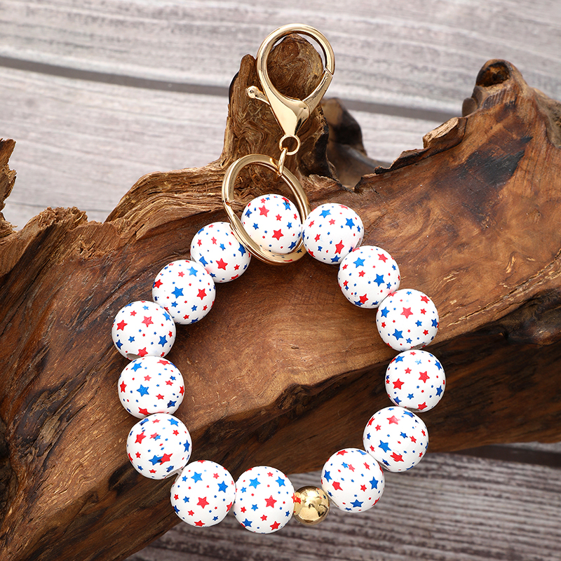 Exaggerated Novelty Modern Style Star American Flag Wooden Beads Beaded Independence Day Unisex Bracelets display picture 3