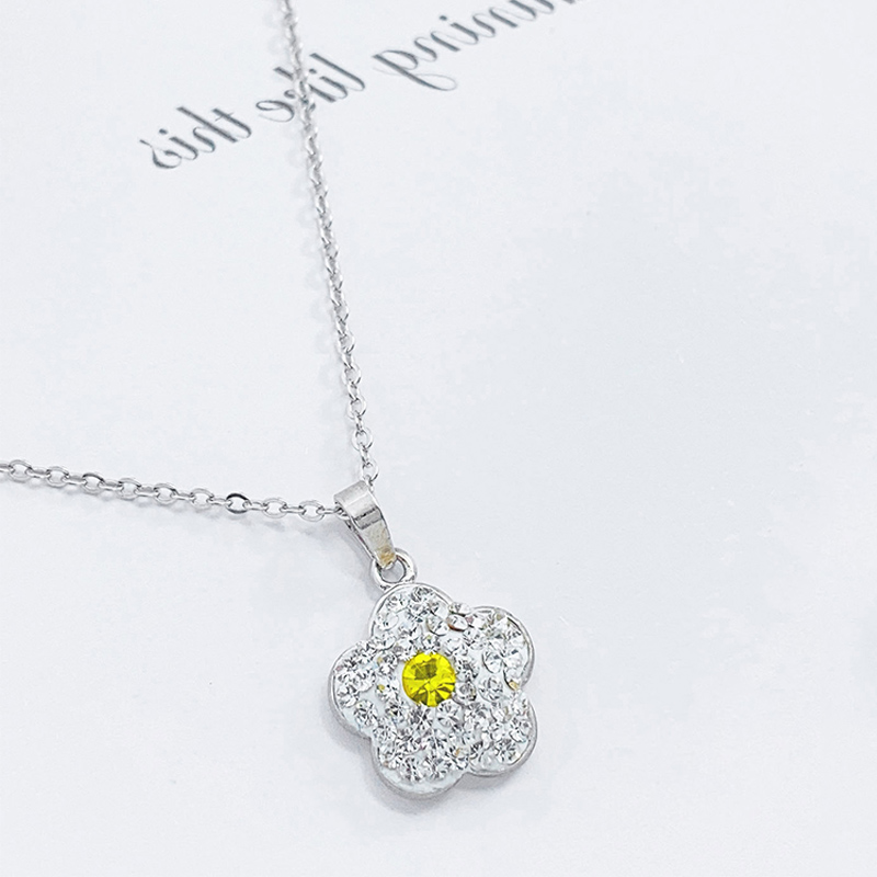 Sterling Silver Cute Lady Sweet Plating Inlay Flower Artificial Crystal Pendant Necklace display picture 1