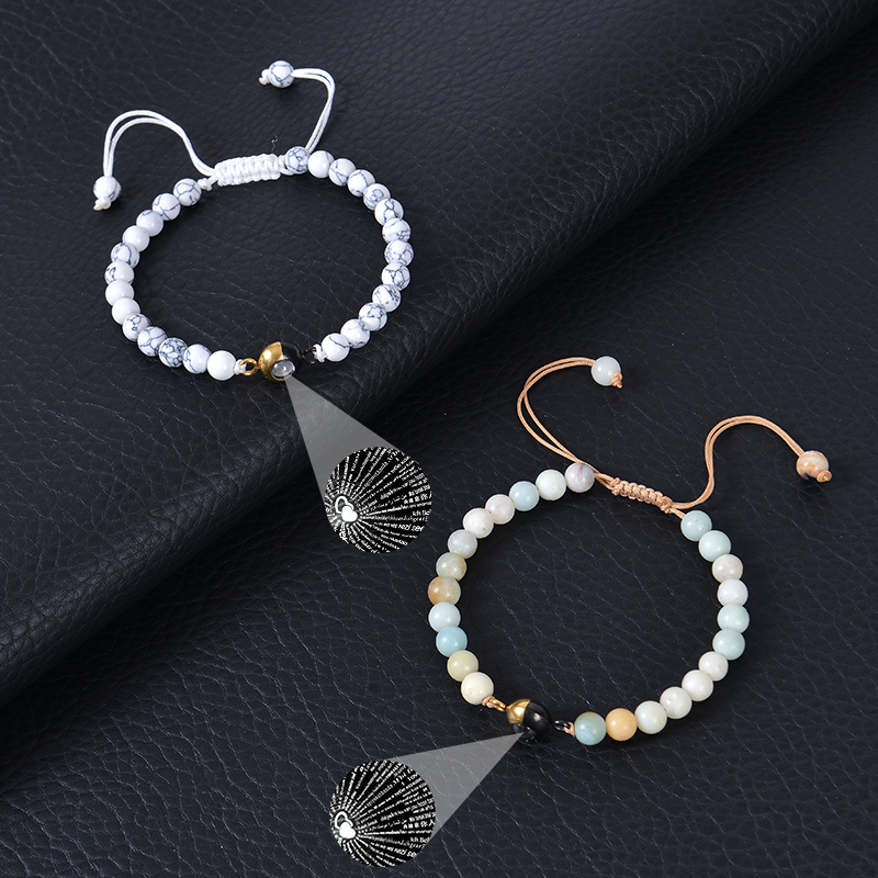 Romantic Modern Style Round Natural Stone Beaded Couple Drawstring Bracelets display picture 4