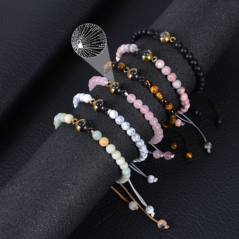 Romantic Modern Style Round Natural Stone Beaded Couple Drawstring Bracelets display picture 5