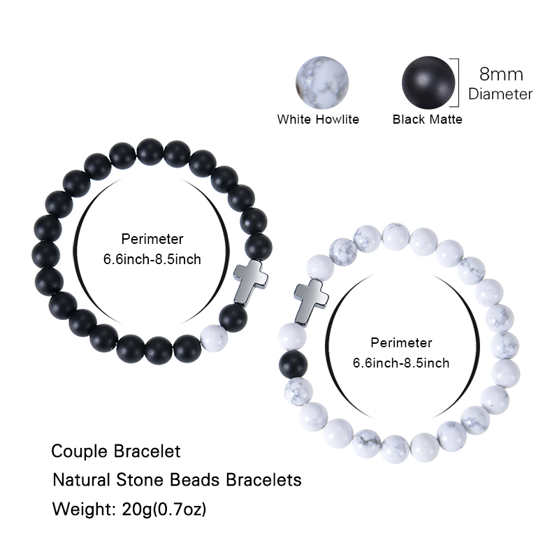Basic Modern Style Classic Style Cross Natural Stone Beaded Unisex Bracelets display picture 1