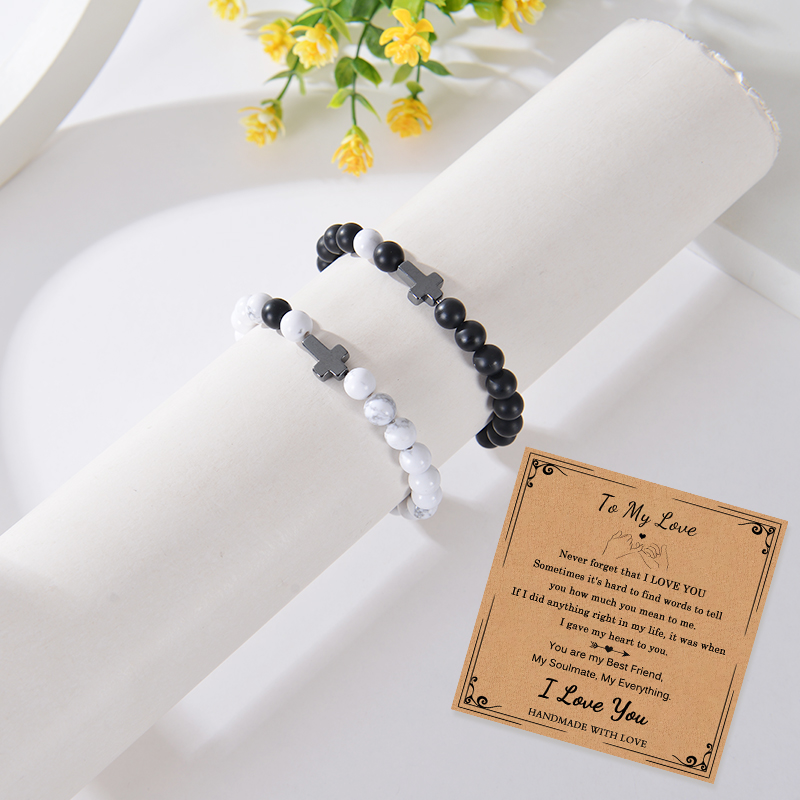 Basic Modern Style Classic Style Cross Natural Stone Beaded Unisex Bracelets display picture 2