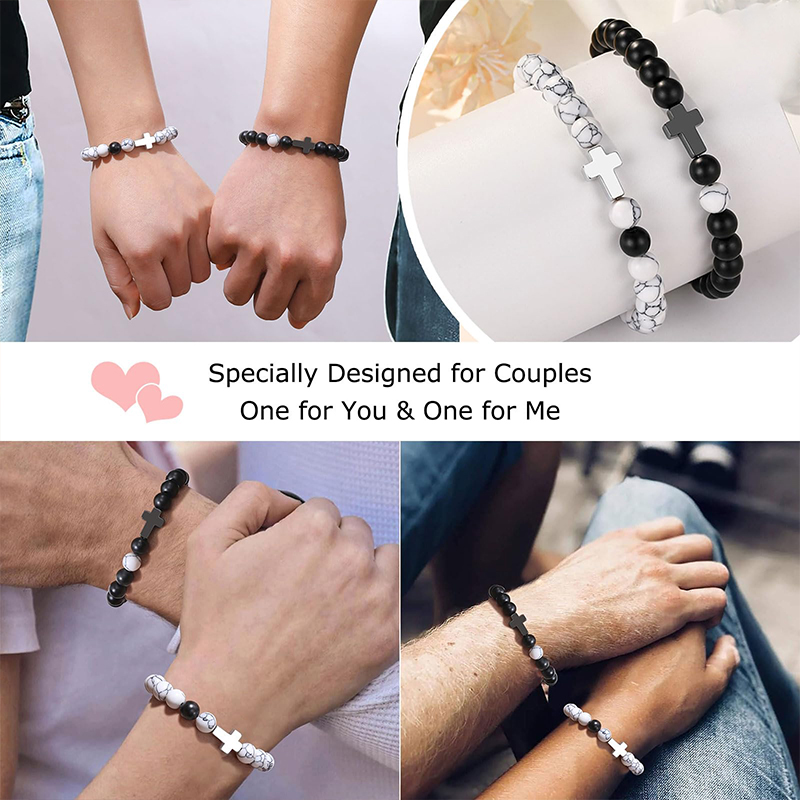 Basic Modern Style Classic Style Cross Natural Stone Beaded Unisex Bracelets display picture 3