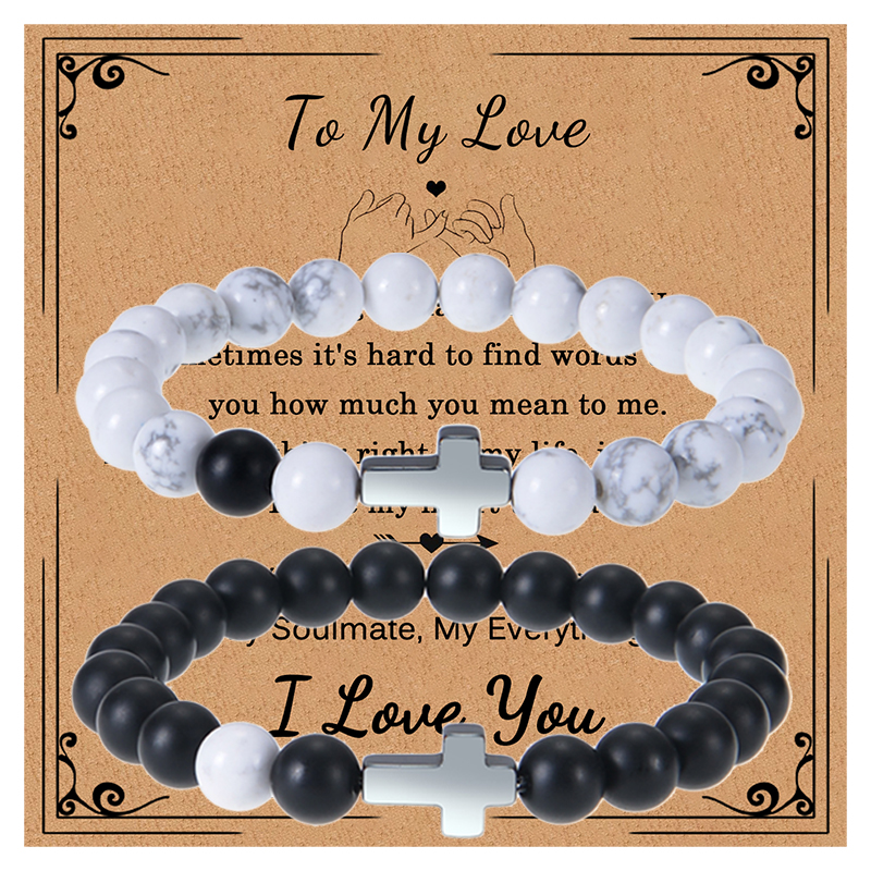 Basic Modern Style Classic Style Cross Natural Stone Beaded Unisex Bracelets display picture 5