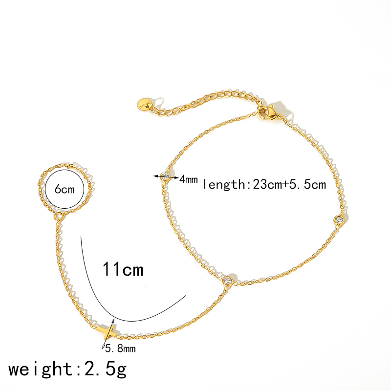 IG Style Simple Style Classic Style Geometric Star 304 Stainless Steel Polishing Plating Inlay Zircon 18K Gold Plated Women's Anklet display picture 6