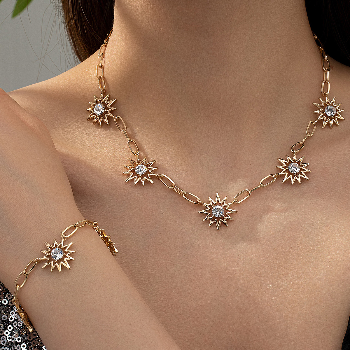 Bohemian Simple Style Flower Rhinestones Alloy Wholesale Jewelry Set display picture 4