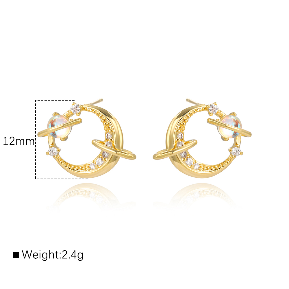 1 Pair IG Style Cute Simple Style Round Heart Shape Hollow Out Inlay Copper Zircon 18K Gold Plated White Gold Plated Ear Studs display picture 2