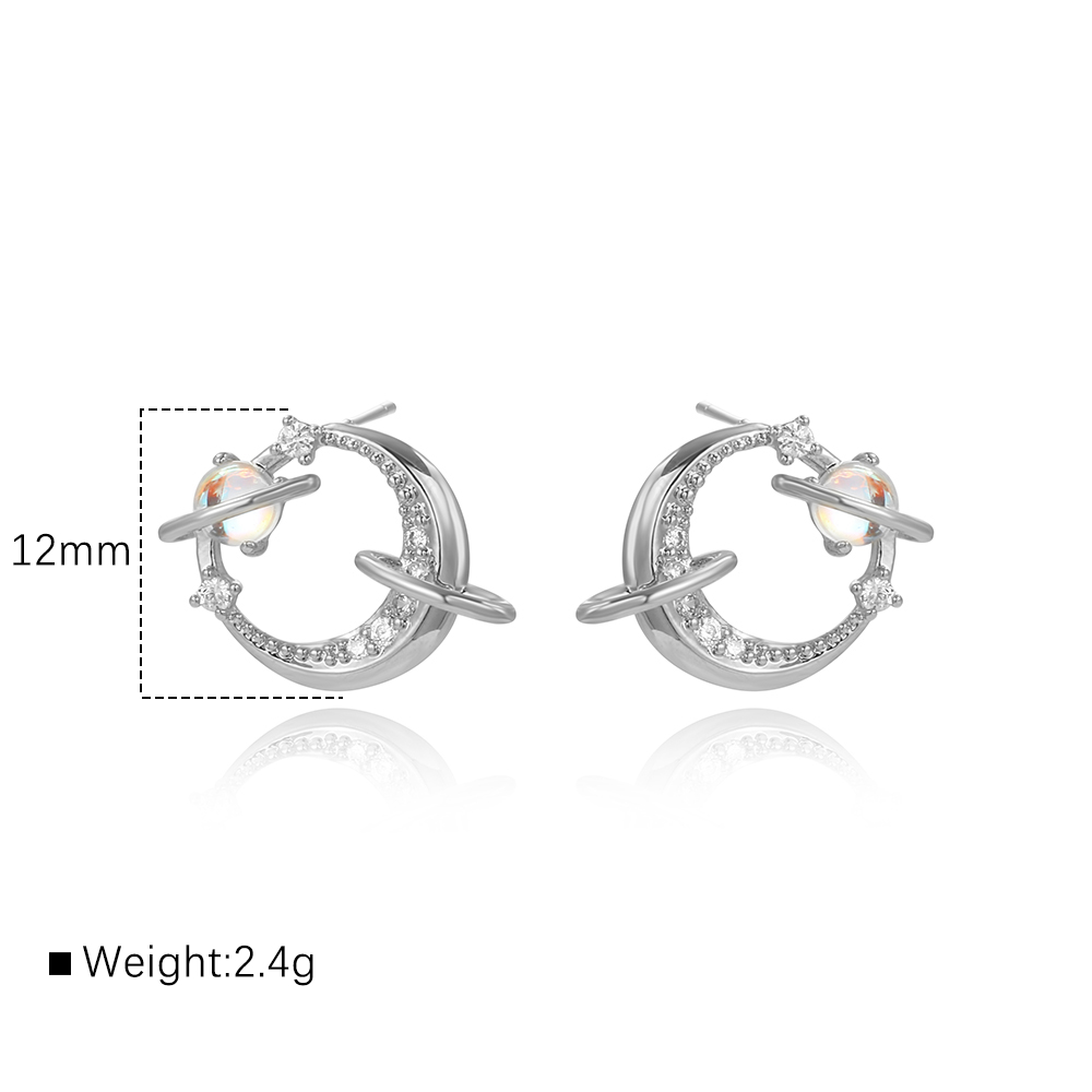 1 Pair IG Style Cute Simple Style Round Heart Shape Hollow Out Inlay Copper Zircon 18K Gold Plated White Gold Plated Ear Studs display picture 1