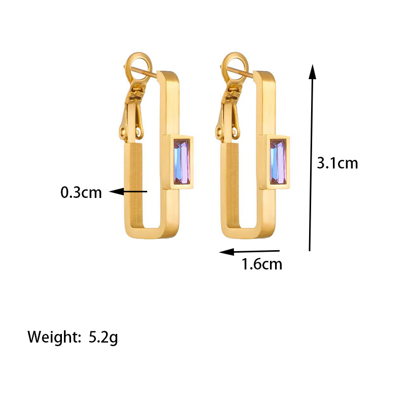 1 Pair Elegant Sweet Simple Style L Shape Polishing Plating Inlay 304 Stainless Steel Artificial Rhinestones 18K Gold Plated Earrings display picture 4