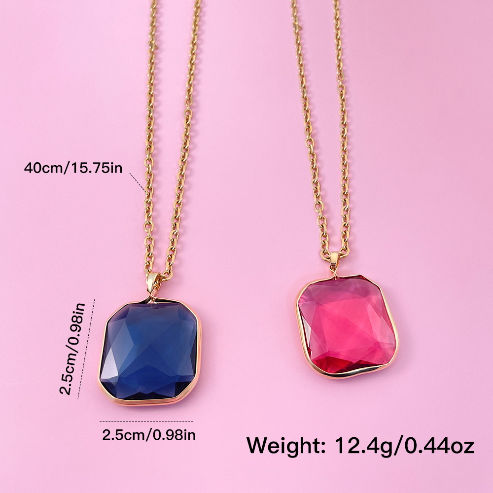 Wholesale Hip-Hop Exaggerated Square 304 Stainless Steel Copper Plating Inlay 18K Gold Plated Glass Pendant Necklace display picture 3