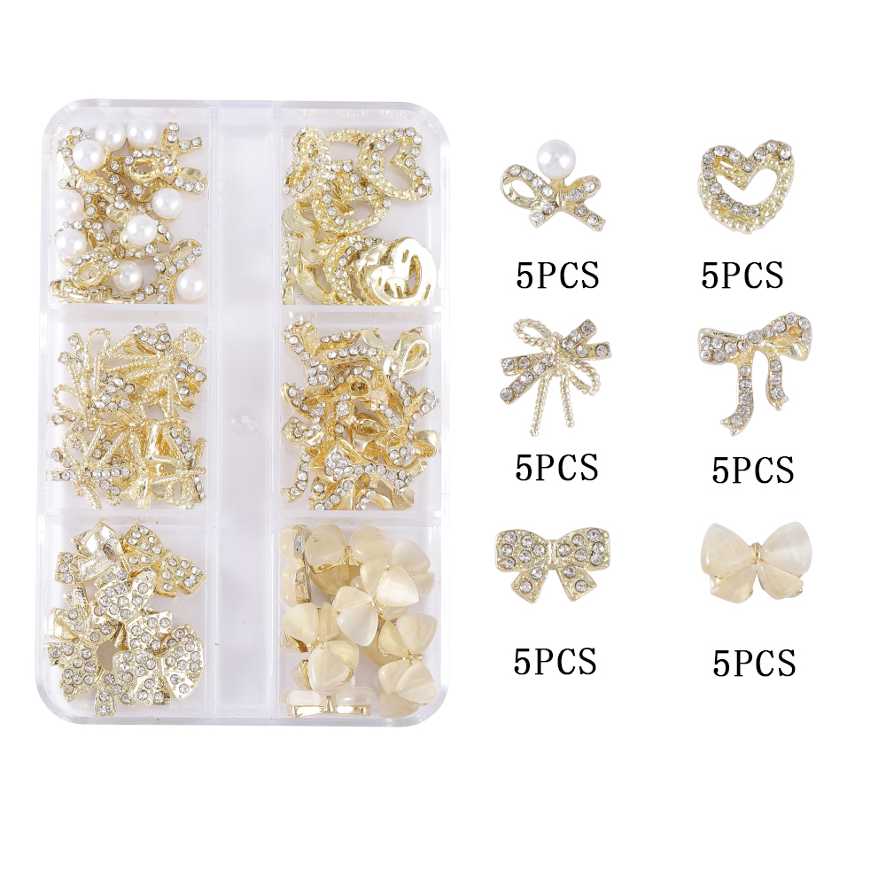 Princess Shiny Flower Butterfly Bow Knot Zinc Alloy Nail Decoration Accessories A Pack Of 30 display picture 3