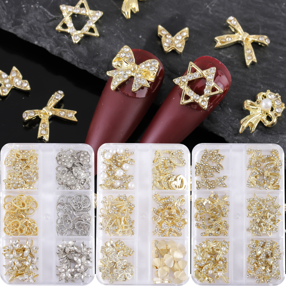 Princess Shiny Flower Butterfly Bow Knot Zinc Alloy Nail Decoration Accessories A Pack Of 30 display picture 1