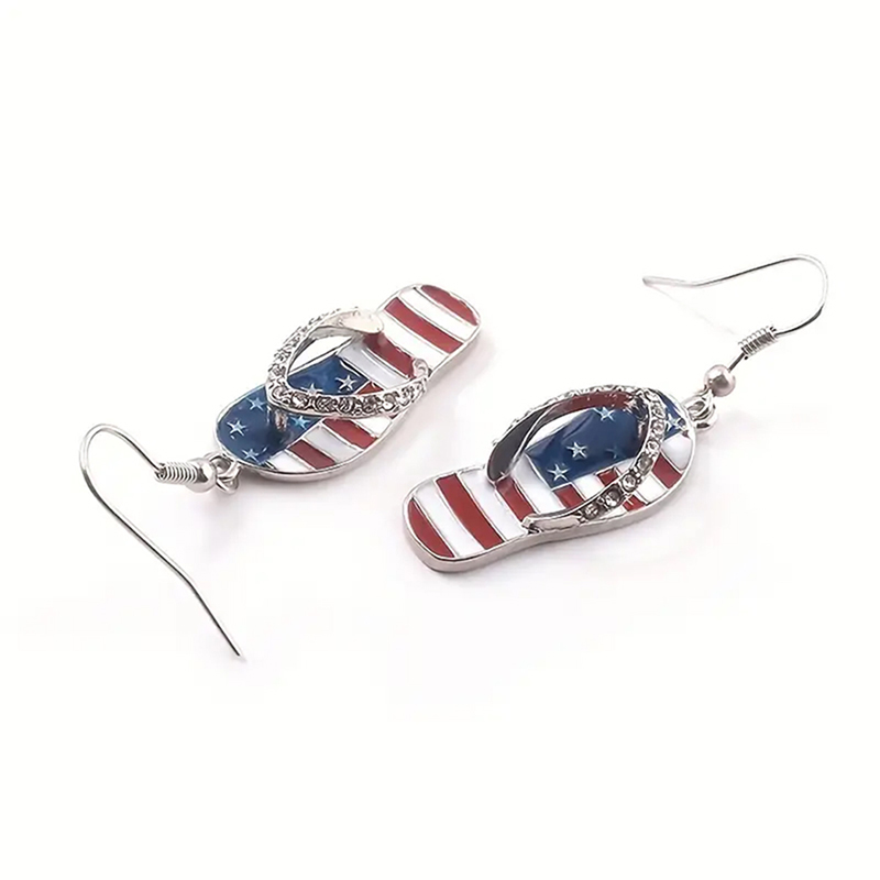 1 Pair Vintage Style Simple Style Flag Enamel Plating Alloy Silver Plated Drop Earrings display picture 1