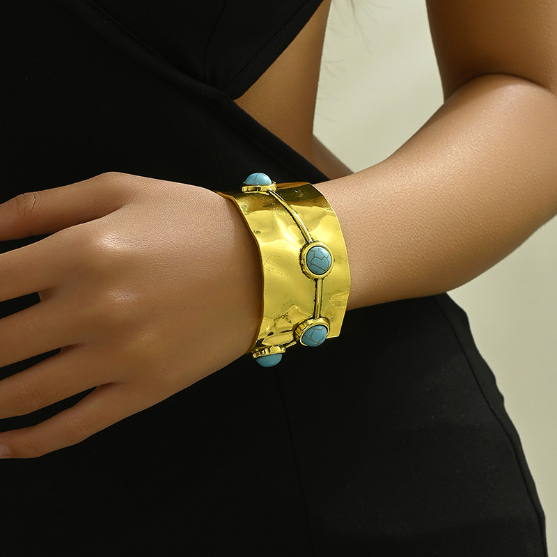 Bijoux En Gros Style Simple Style Classique Couleur Unie Alliage Turquoise Incruster Bracelet display picture 1