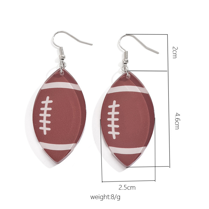 1 Pair Simple Style Classic Style Rugby Printing Arylic Pu Leather Drop Earrings display picture 2