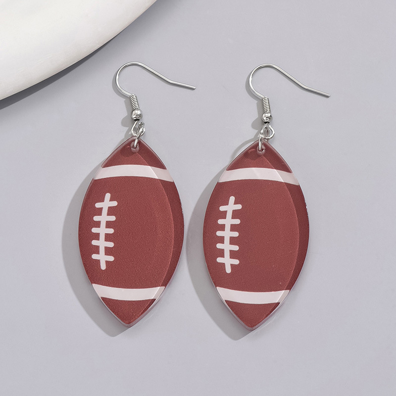 1 Pair Simple Style Classic Style Rugby Printing Arylic Pu Leather Drop Earrings display picture 5