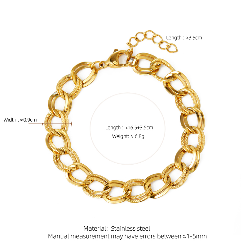304 Stainless Steel 18K Gold Plated Casual Luxurious Double Ring Bracelets Necklace display picture 2