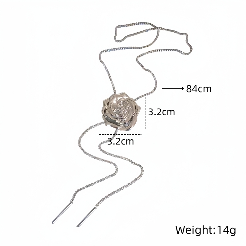 IG Style Simple Style Classic Style Rose 201 Stainless Steel Alloy Women's Pendant Necklace Waist Chain display picture 2