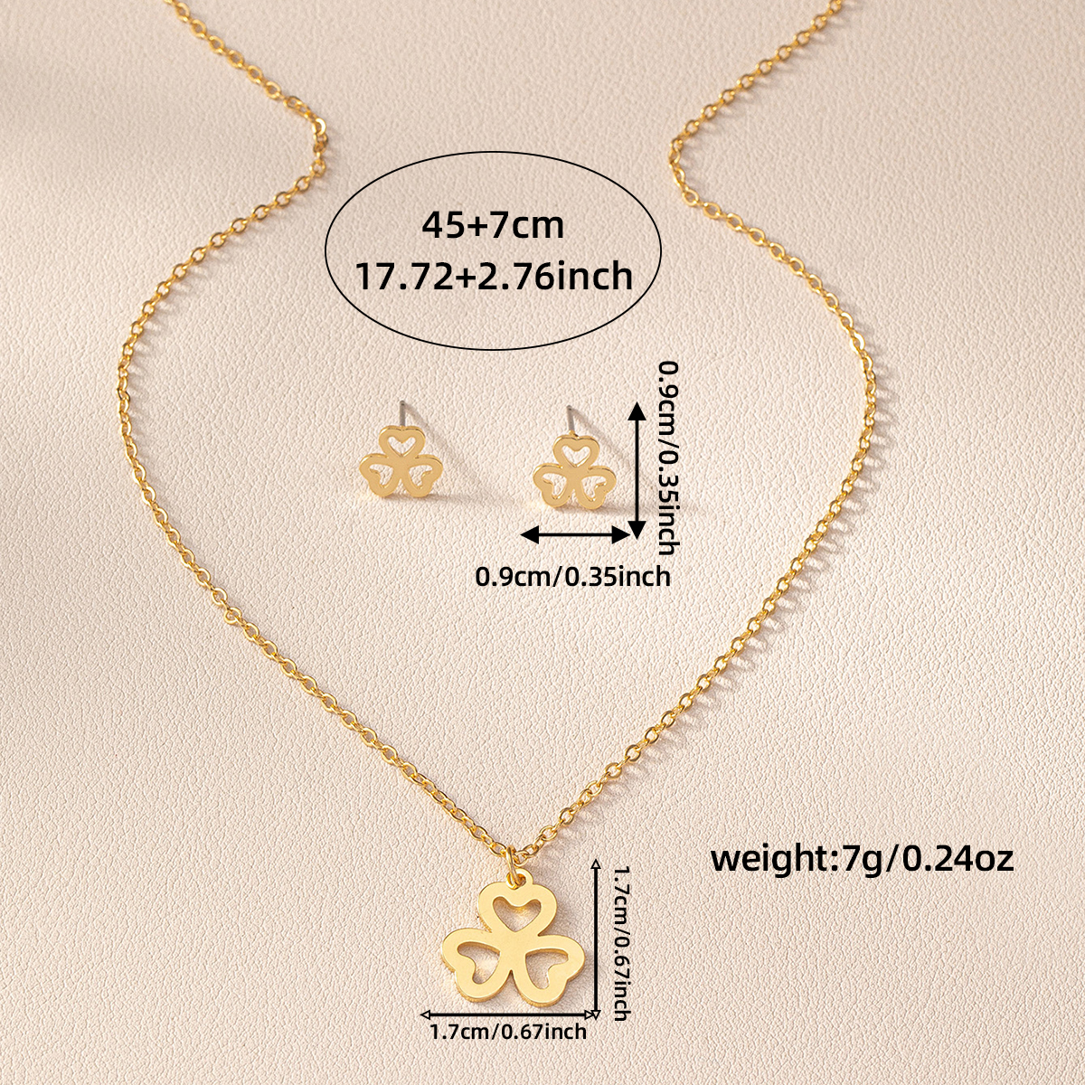 Exaggerated Simple Style Commute Shamrock Star Bow Knot Alloy Wholesale Earrings Necklace Jewelry Set display picture 8