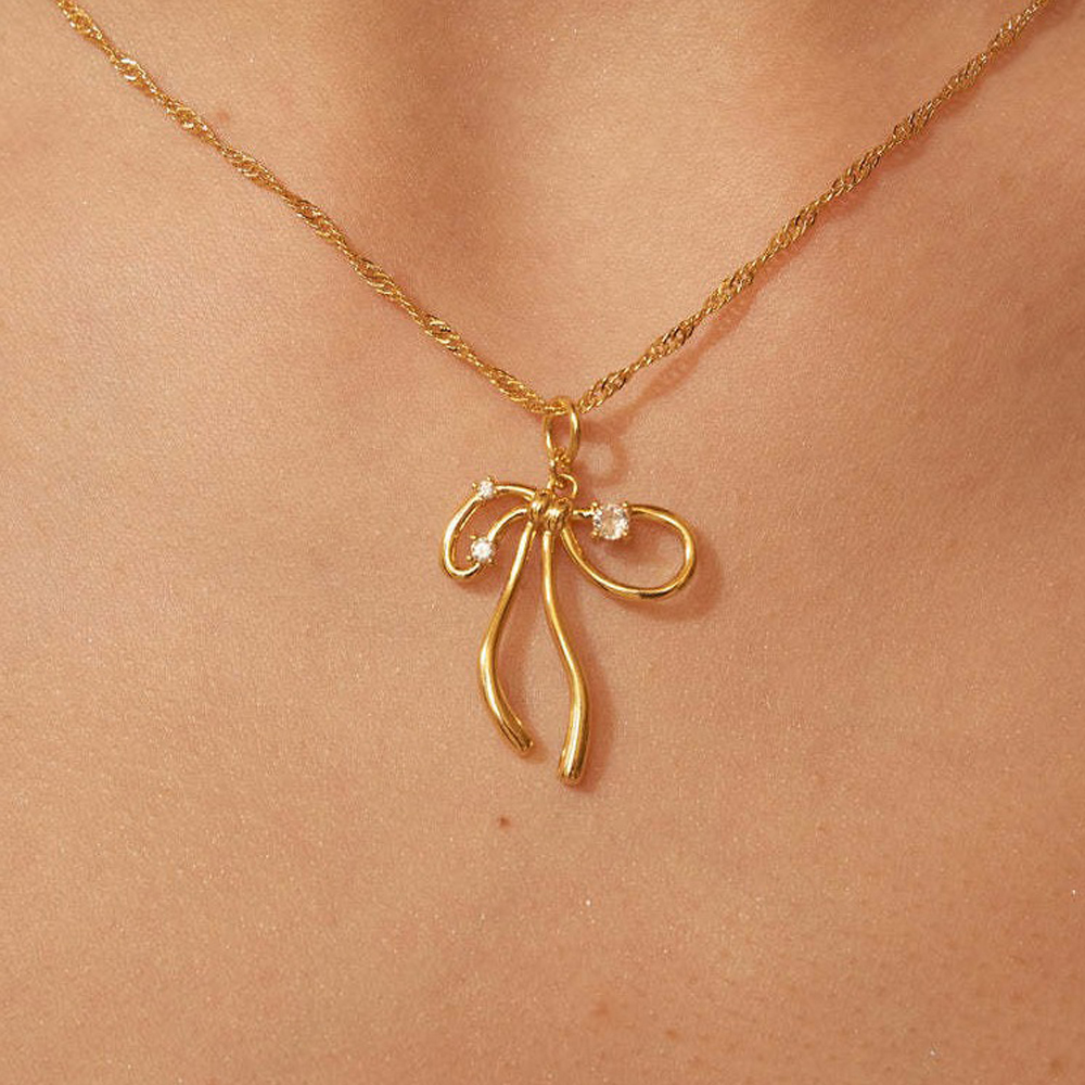 Simple Style Classic Style Commute Bow Knot Metal Copper Women's Pendant Necklace display picture 3
