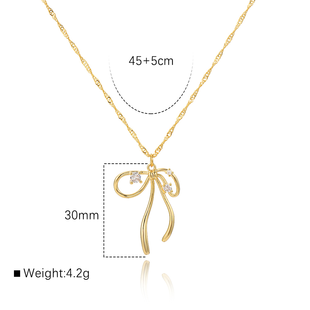 Simple Style Classic Style Commute Bow Knot Metal Copper Women's Pendant Necklace display picture 1