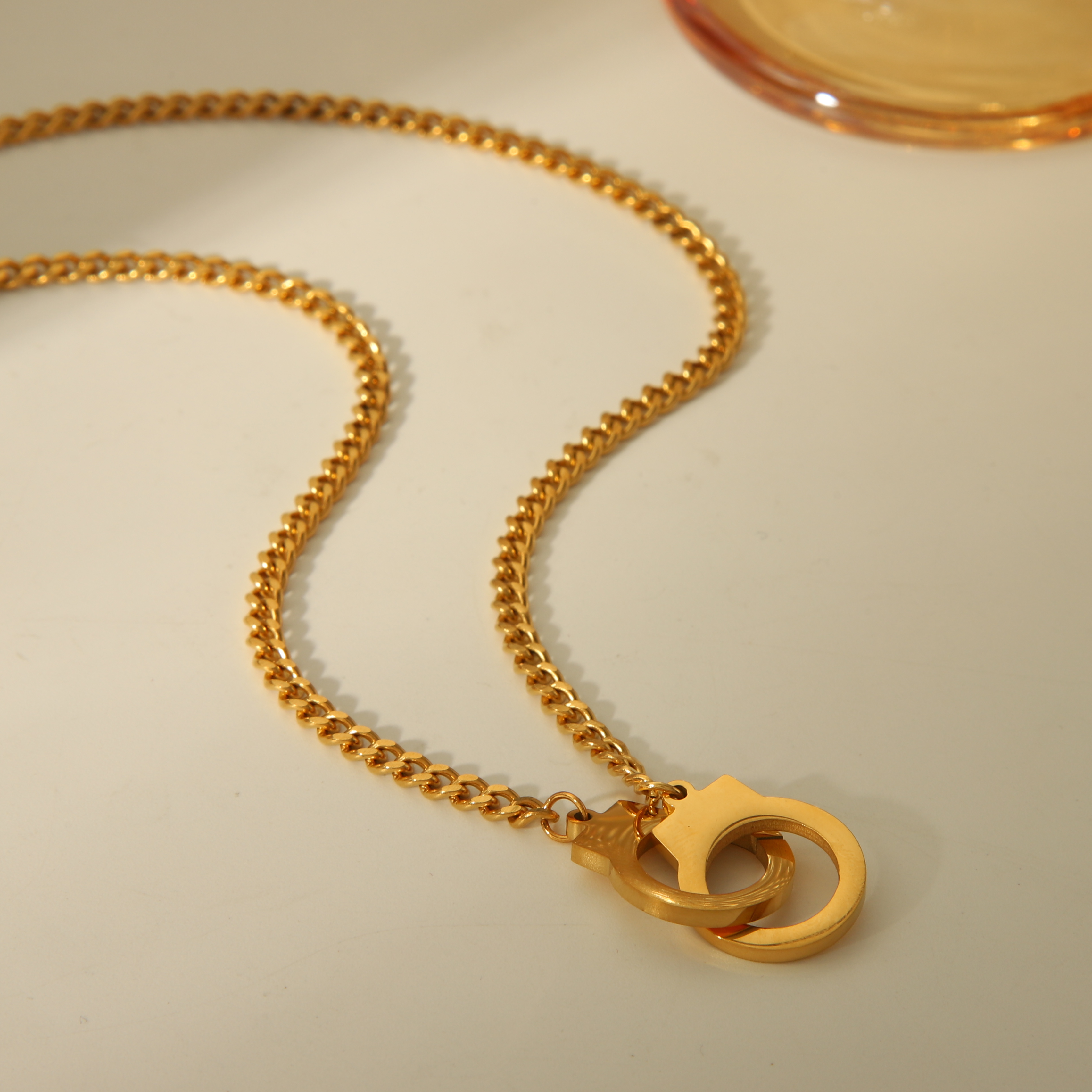 Edelstahl 304 18 Karat Vergoldet Vintage-Stil Übertrieben Klassischer Stil Geometrisch Armbänder Halskette Schmuck-Set display picture 4