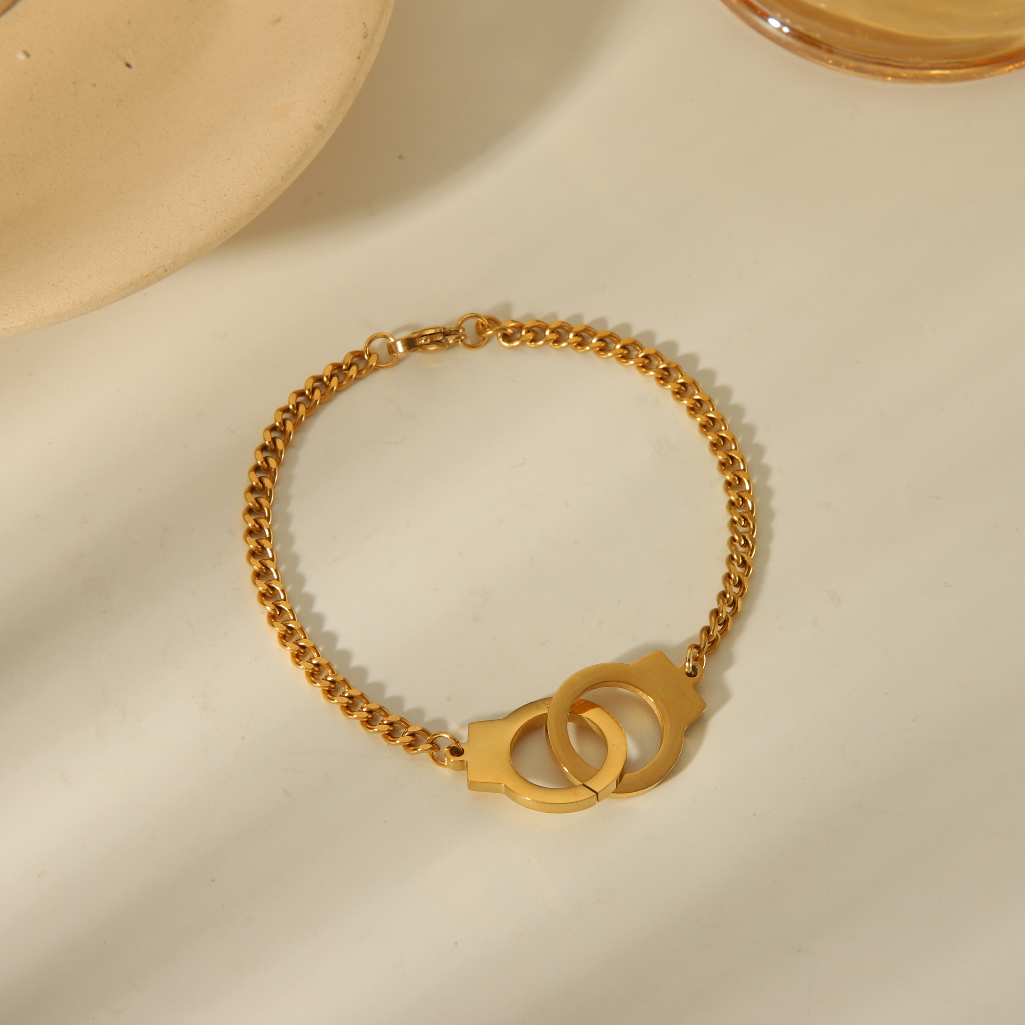 Edelstahl 304 18 Karat Vergoldet Vintage-Stil Übertrieben Klassischer Stil Geometrisch Armbänder Halskette Schmuck-Set display picture 5