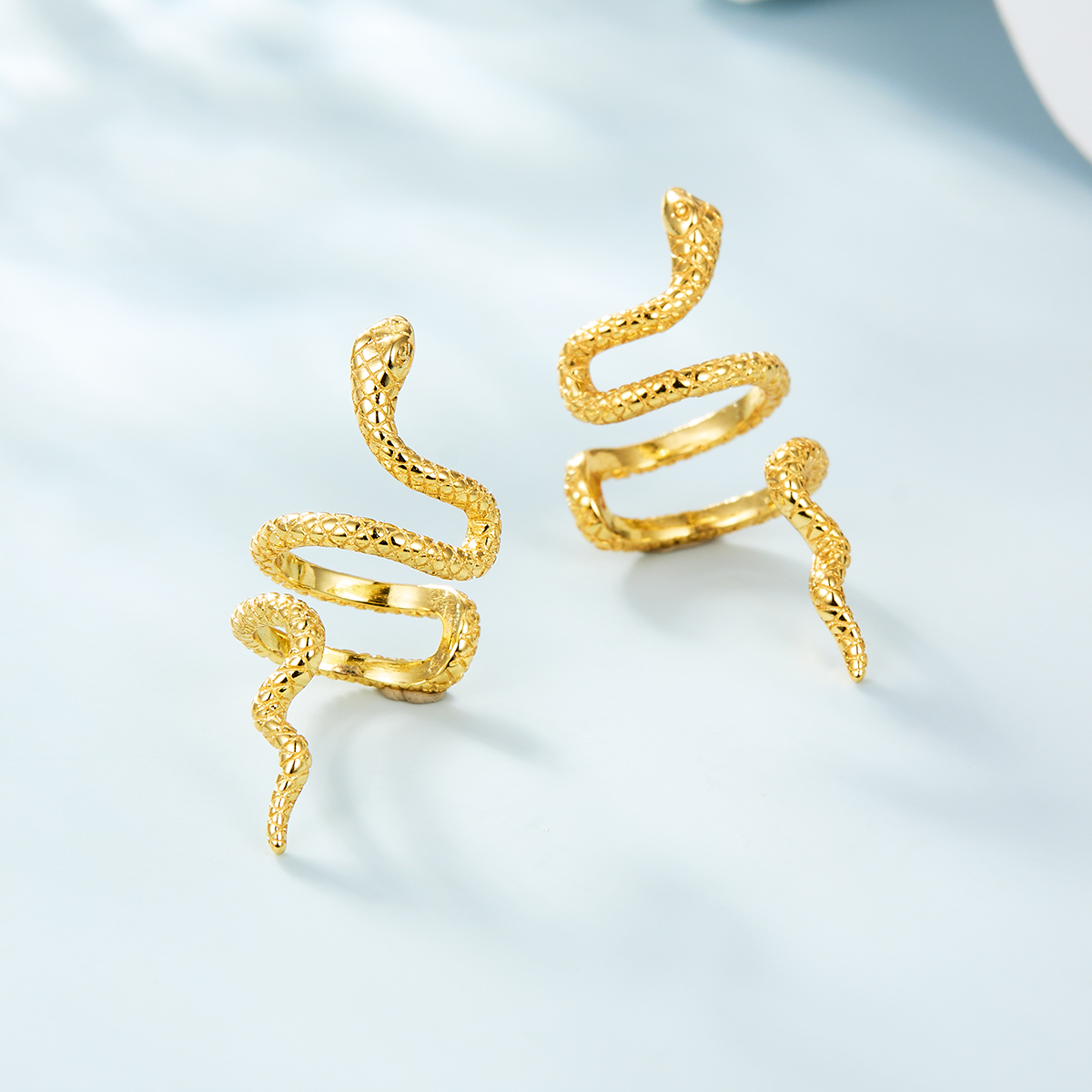 1 Pair Vacation Punk Simple Style Snake Plating Sterling Silver White Gold Plated Gold Plated Ear Cuffs display picture 3