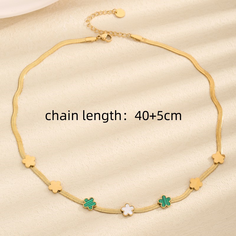 Titanium Steel 18K Gold Plated Basic Modern Style Classic Style Inlay Flower Acrylic Necklace display picture 4