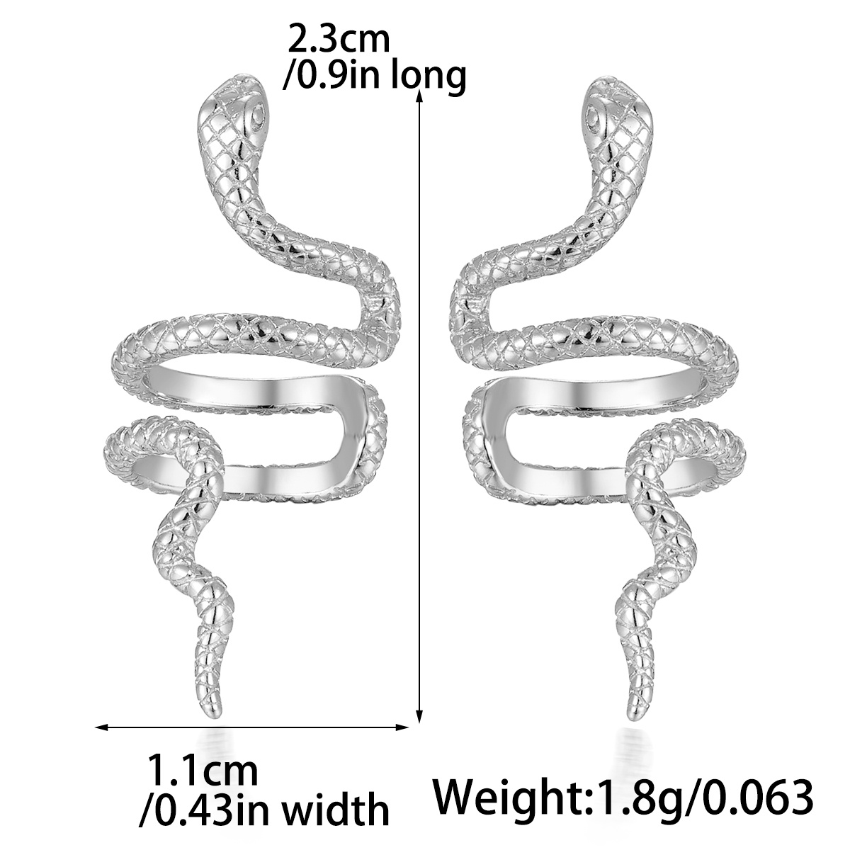 1 Pair Vacation Punk Simple Style Snake Plating Sterling Silver White Gold Plated Gold Plated Ear Cuffs display picture 1