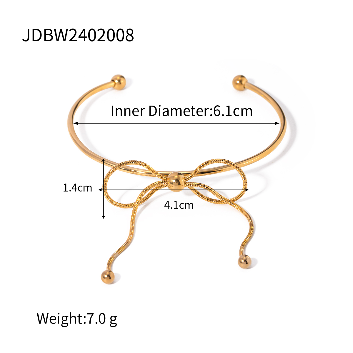 Simple Style Classic Style Bow Knot 304 Stainless Steel 18K Gold Plated Bangle In Bulk display picture 1