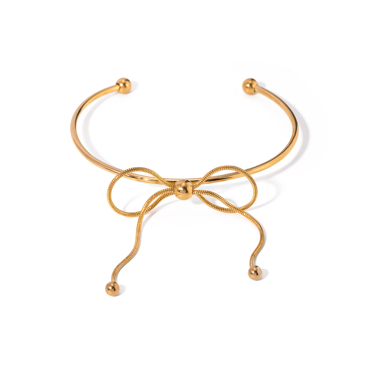 Simple Style Classic Style Bow Knot 304 Stainless Steel 18K Gold Plated Bangle In Bulk display picture 7