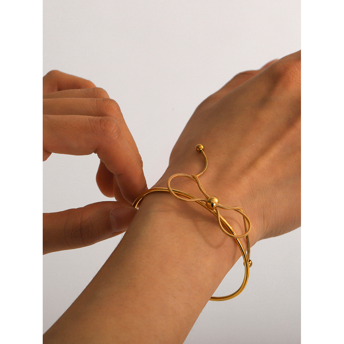 Simple Style Classic Style Bow Knot 304 Stainless Steel 18K Gold Plated Bangle In Bulk display picture 9