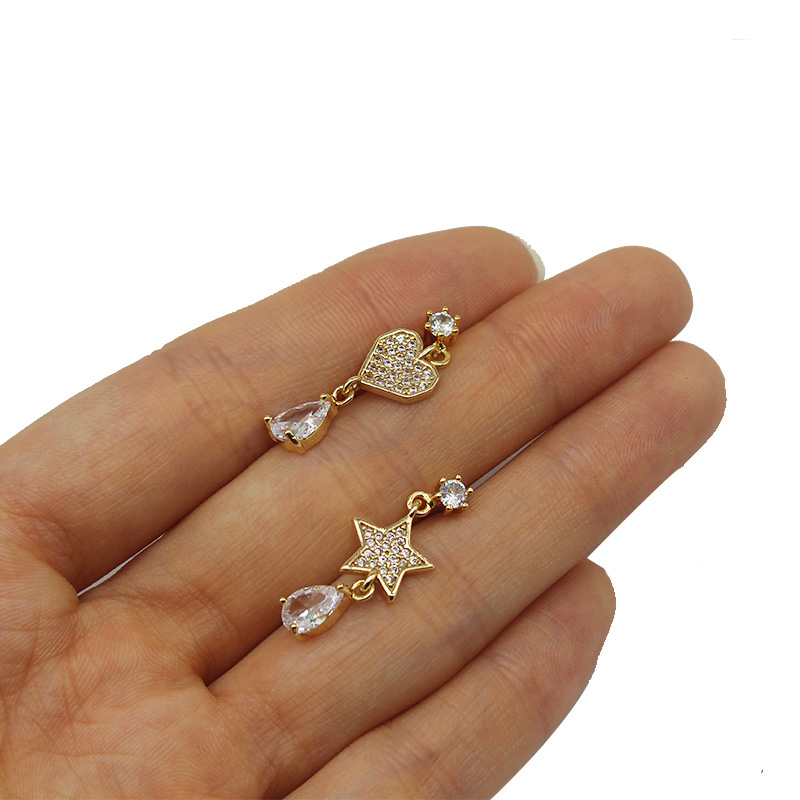 1 Piece Glam Shiny Star Bow Knot Plating Inlay 316 Stainless Steel  Copper Rhinestones Glass Zircon Gold Plated Cartilage Earrings display picture 3