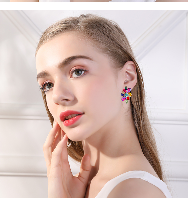 1 Pair Vintage Style Exaggerated Geometric Inlay Zinc Alloy Rhinestones Ear Studs display picture 5