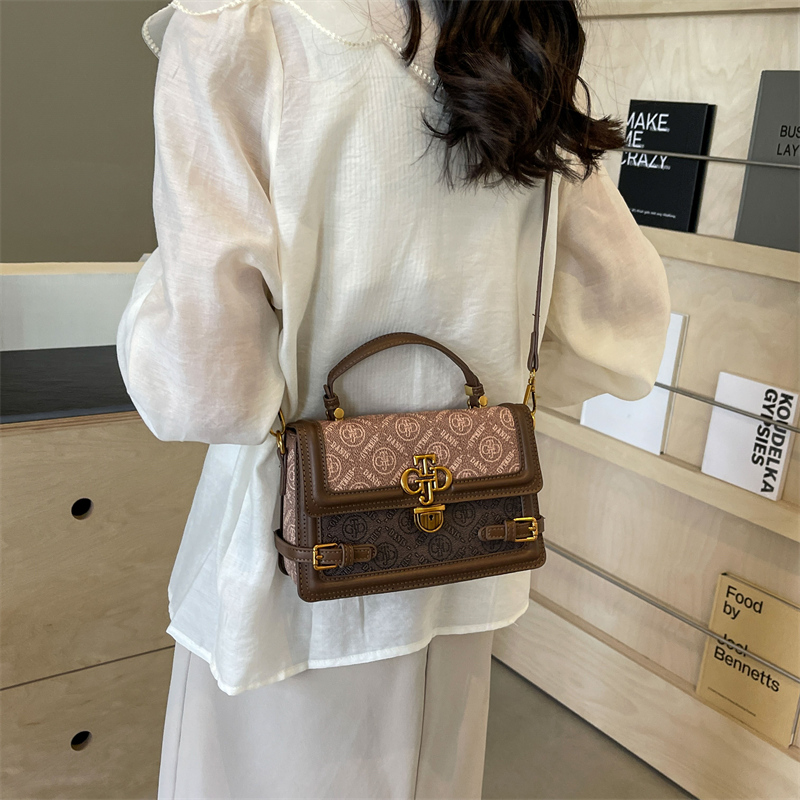 Women's Medium Pu Leather Printing Vintage Style Classic Style Lock Clasp Crossbody Bag display picture 3
