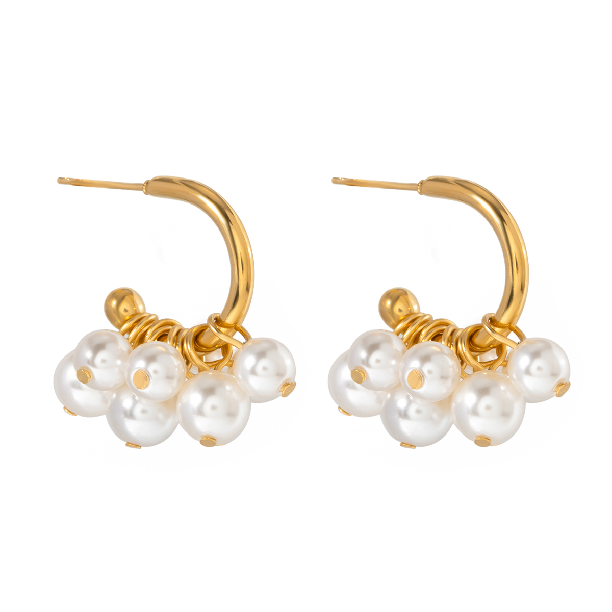 1 Pair Sweet Solid Color Patchwork Plating 304 Stainless Steel Imitation Pearl Pearl 18K Gold Plated Drop Earrings display picture 1