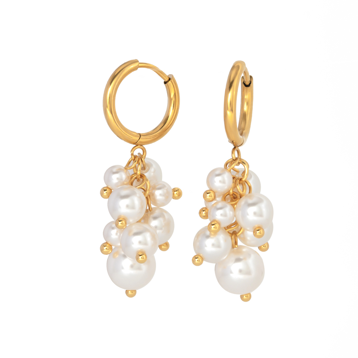 1 Pair Sweet Solid Color Patchwork Plating 304 Stainless Steel Imitation Pearl Pearl 18K Gold Plated Drop Earrings display picture 7