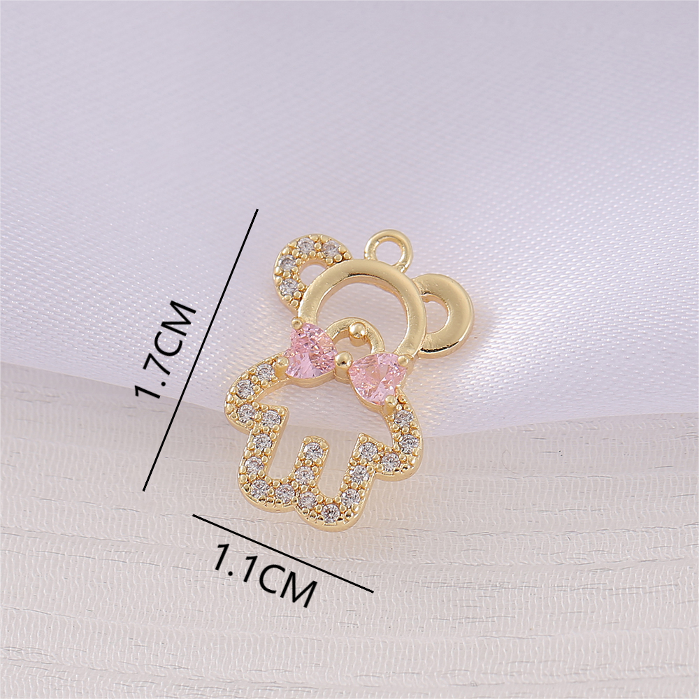 1 Piece 11 * 17mm Copper Zircon 18K Gold Plated Bear Polished Pendant display picture 2