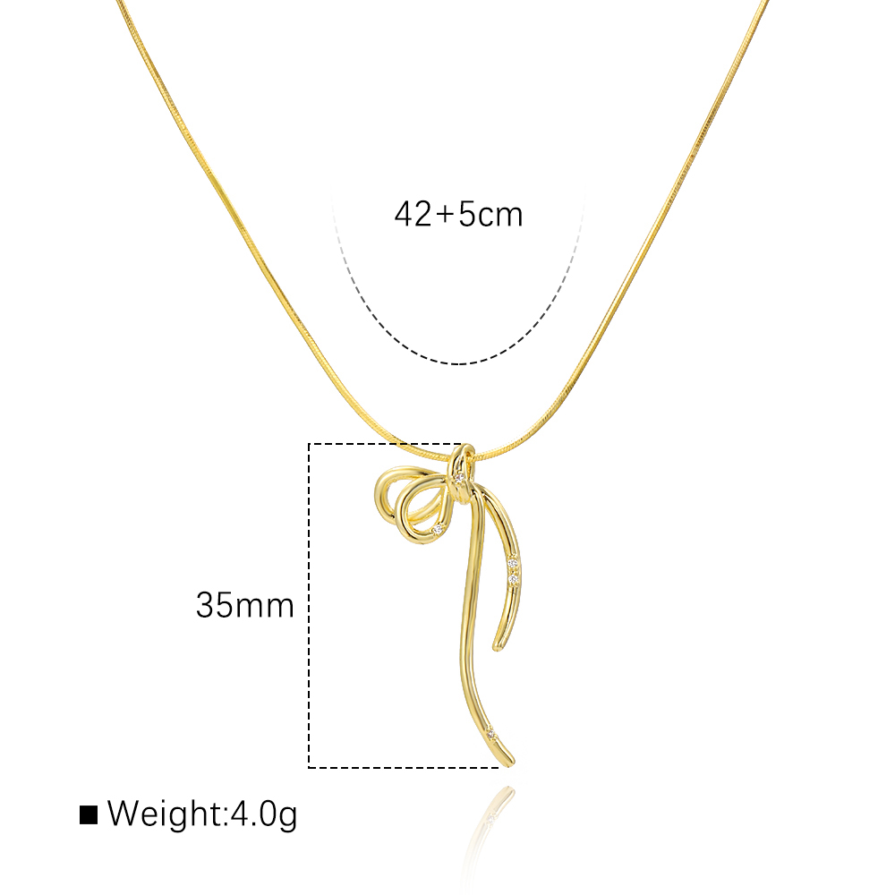 Basic Simple Style Classic Style Bow Knot Metal Copper 18K Gold Plated Women's Pendant Necklace display picture 1