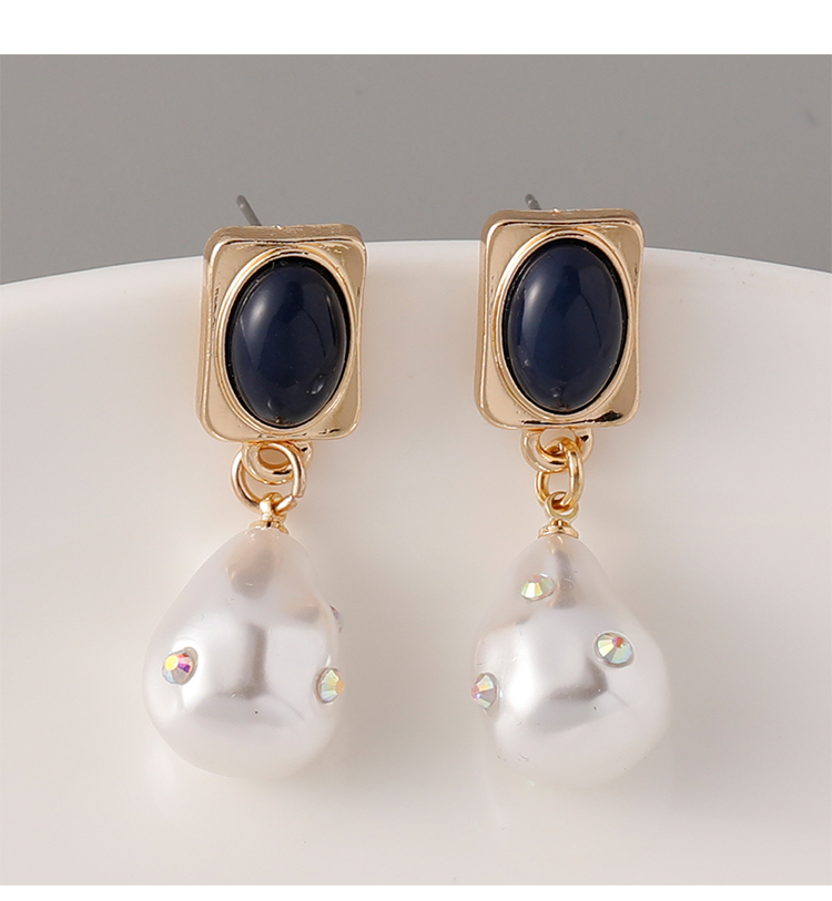 1 Pair Casual Vintage Style Geometric Inlay Artificial Pearl Zinc Alloy Glass Ear Studs display picture 1