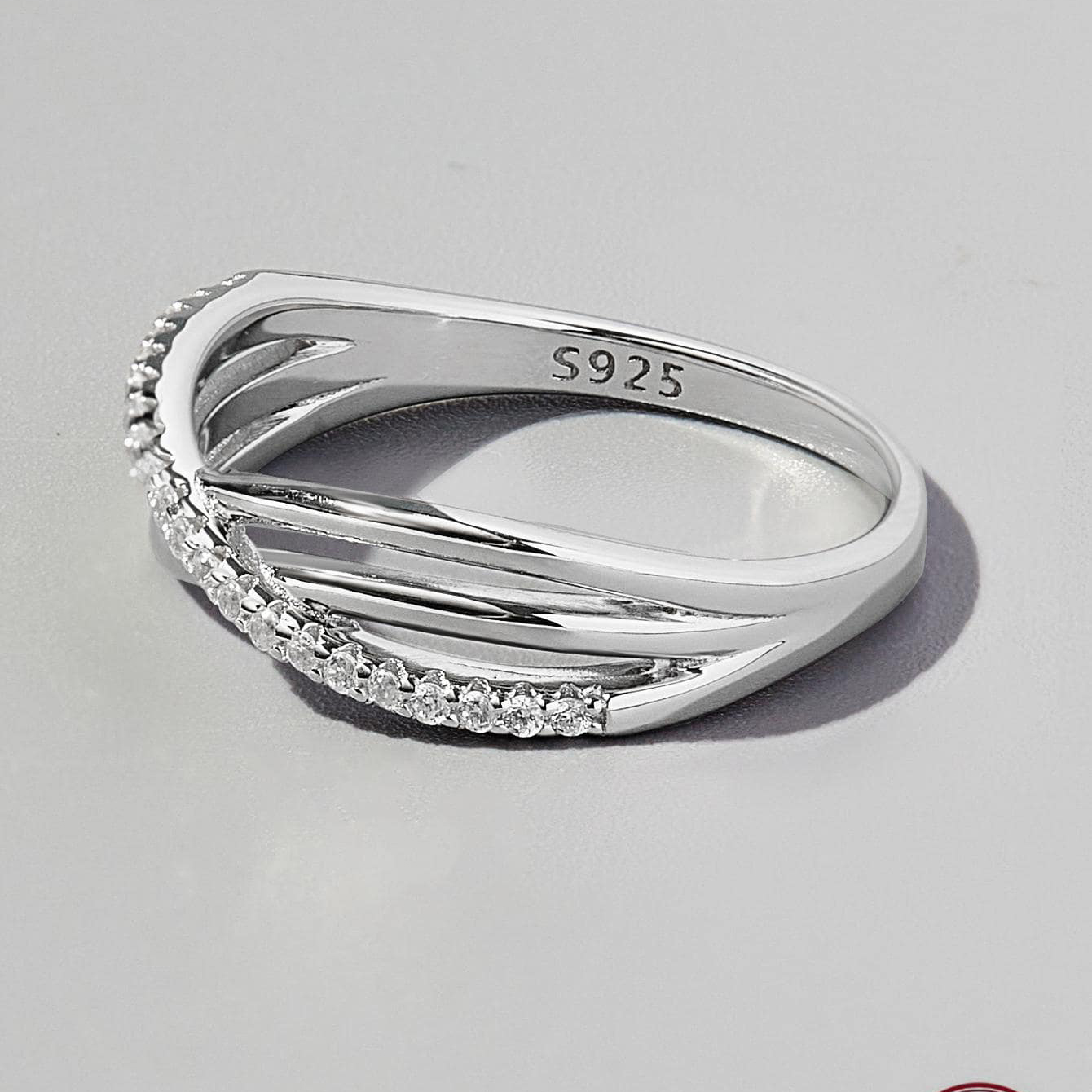 Sterling Silver White Gold Plated Simple Style Shiny Plating Inlay Cross Zircon Rings display picture 2