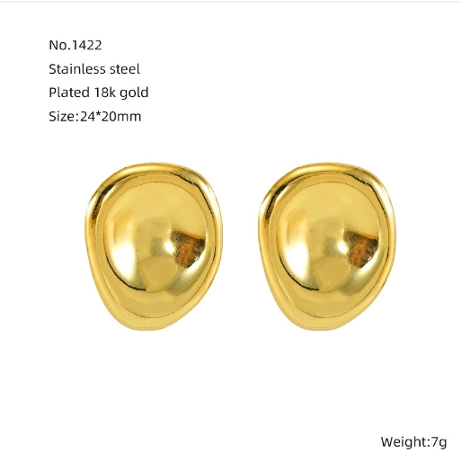 1 Pair Simple Style Classic Style Solid Color Plating 304 Stainless Steel Titanium Steel 18K Gold Plated Ear Studs display picture 1