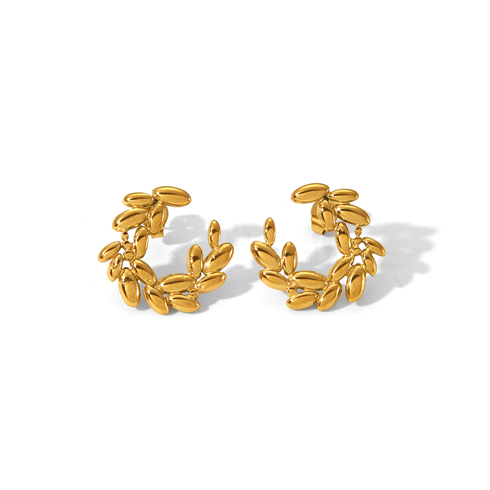 Edelstahl 304 18 Karat Vergoldet Einfacher Stil Klassischer Stil Pendeln Überzug Korn Ohrringe Halskette display picture 7